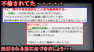 【2ch怖噺】【2ch怖い話】嫁の不倫を認めたことを今更後悔【ゆっくり】